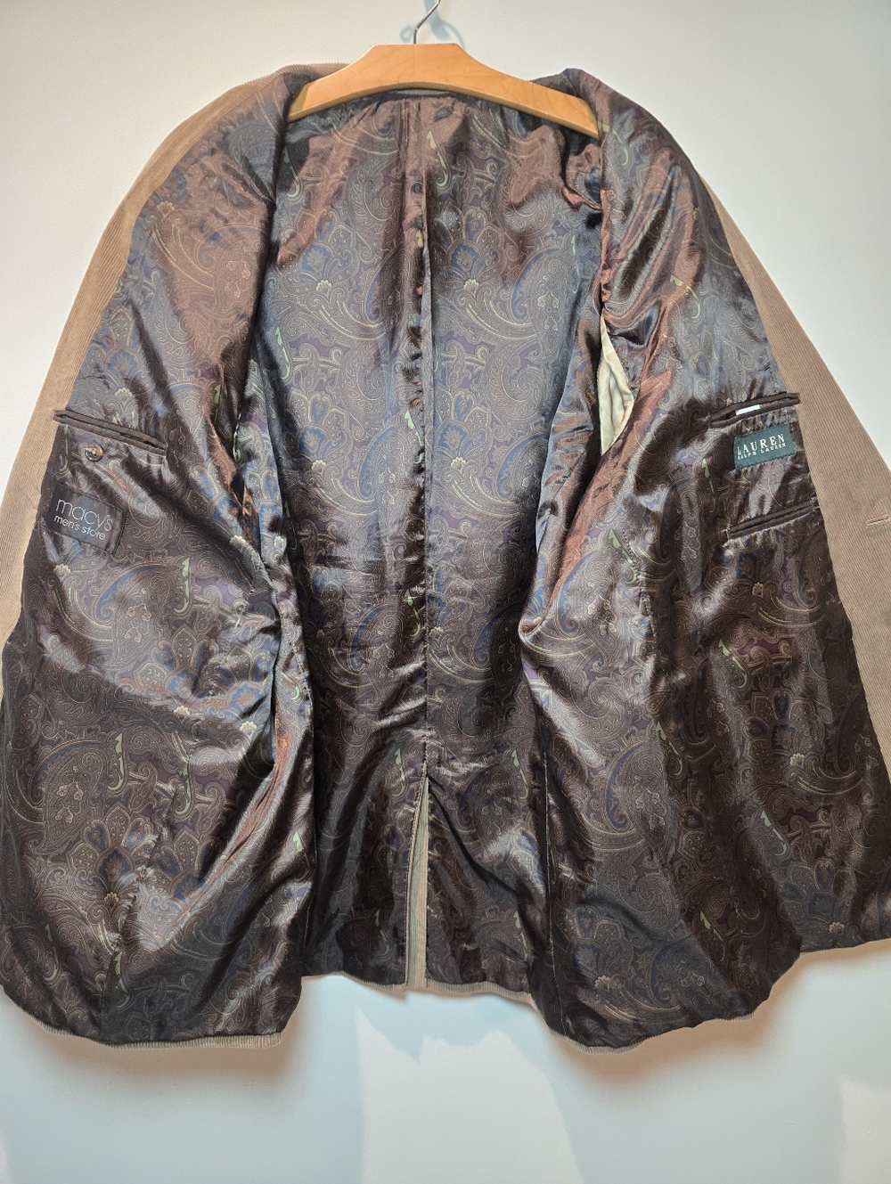 Lauren Ralph Lauren Curduroy Blazer Men's 52L Brown Sports Coat Elbow Patch 90s - Picture 8 of 13